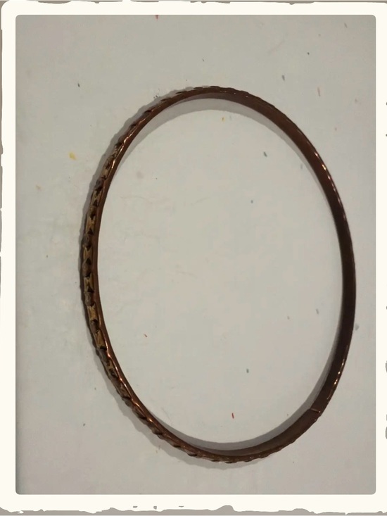 Jewelry - Textured Metal Bangle Bracelet - Brown/Gold Tone